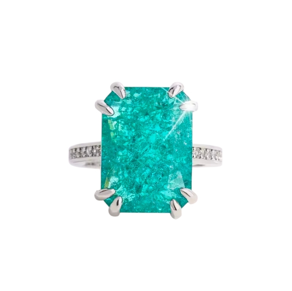 925 Sterling Silver Blue Tourmaline Stone Ring Size 10 ½